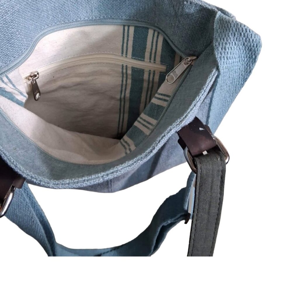 Convertible Blue Canvas Tote Bag - Picture 4 of 4